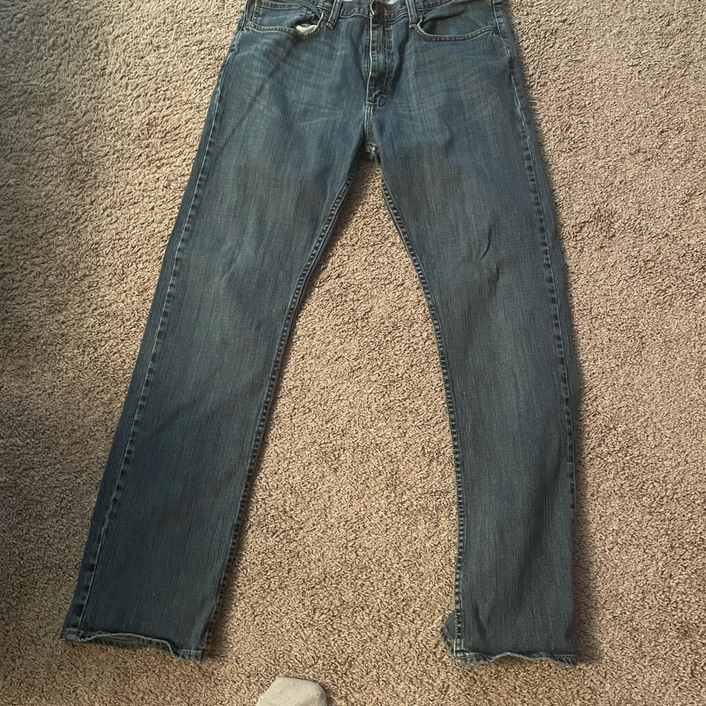 Wrangler Blue Straight Leg Jeans Classic Denim 34 W 32L 99% cotton 1% spandex